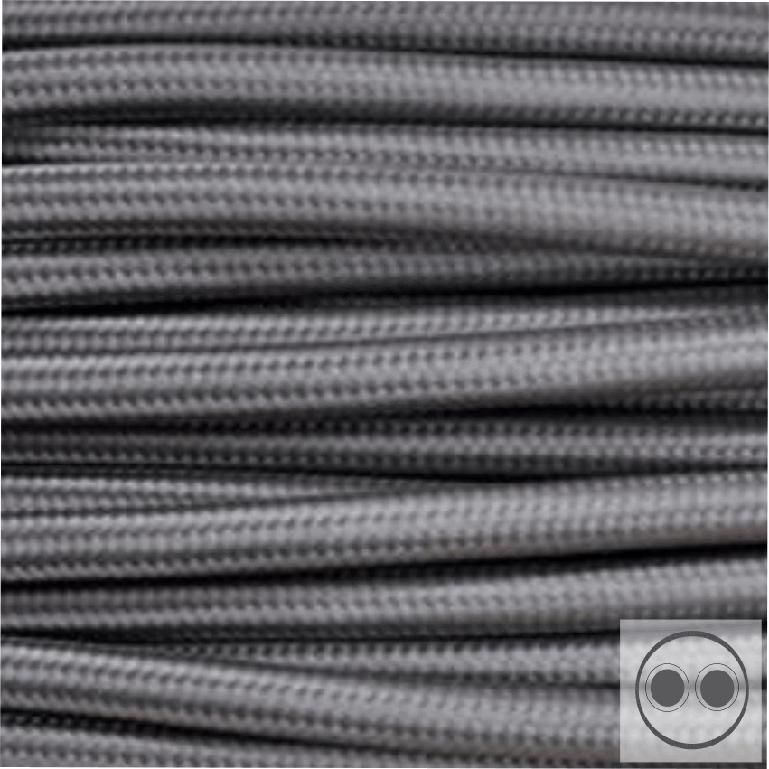 Textilkabel, Stoffkabel, Farbe Grau 2 adrig 2 x 0,5 mm² rund