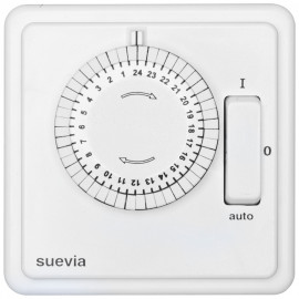 Zeitschaltuhr Komplett, Unterputz, 230V / 10A, mit Schalter, Tagesprogramm, weiß, Suevia