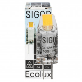 LED-Stiftsockellampe ECOLUX klar G4/12V-AC/DC 2700K 2,5W 300 lm L40mm Ø14mm