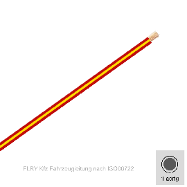0,35 mm² einadrig Kfz FLRy Leitung Farbe Rot - Gelb 50 Meter Bund