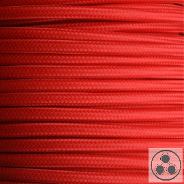 Textilkabel, Stoffkabel, Farbe Rot 3 adrig 3 x 0,75 mm² rund (Meterware)