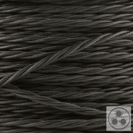 Textilkabel, Stoffkabel, Farbe Schwarz 3 adrig 3 x 0,75 mm² verseilt (Meterware)